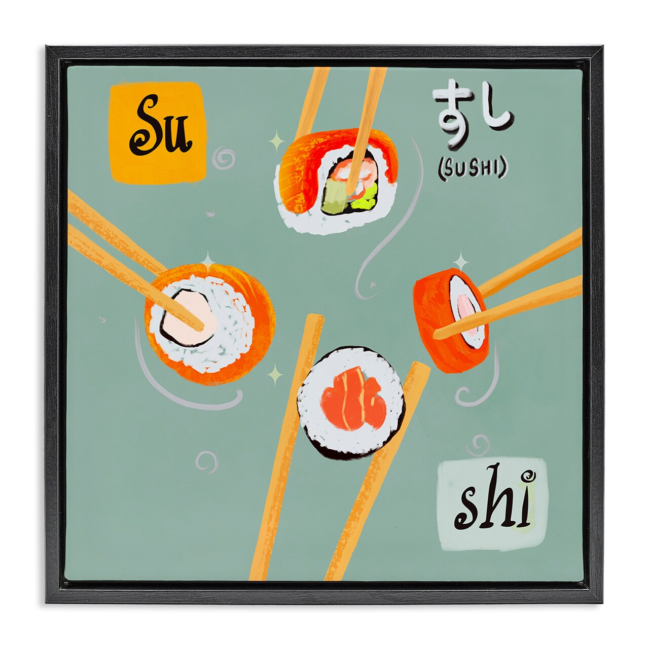 Stupell Industries Tasty Sushi Party Gathering Floating Frame Design by Juliet Rose Philips